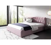 PRATO T4 łóżko tapicerowane 180x200 ze stelażem i pojemnikiem, zagłowie karo